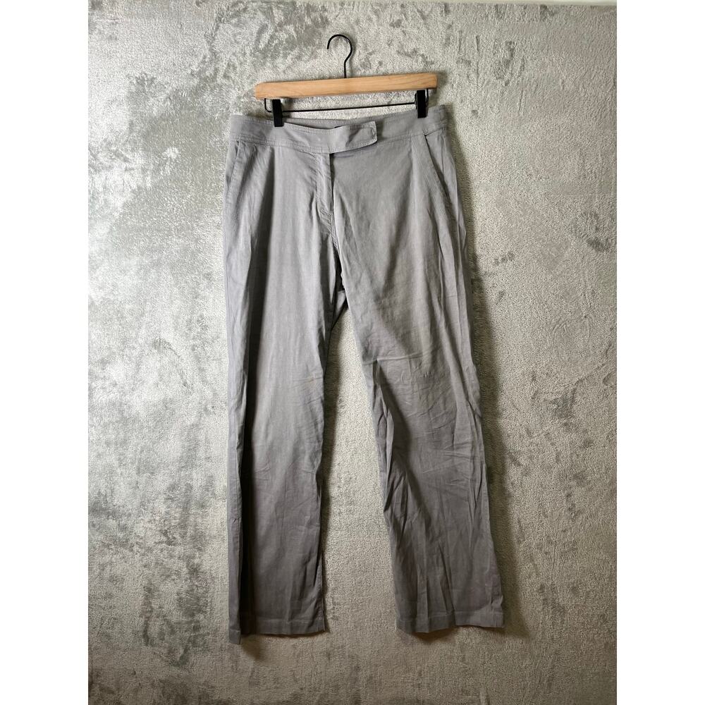 Eileen Fisher Linen Blend Gray Pants Straight Leg Minimalist Chic Size 8
